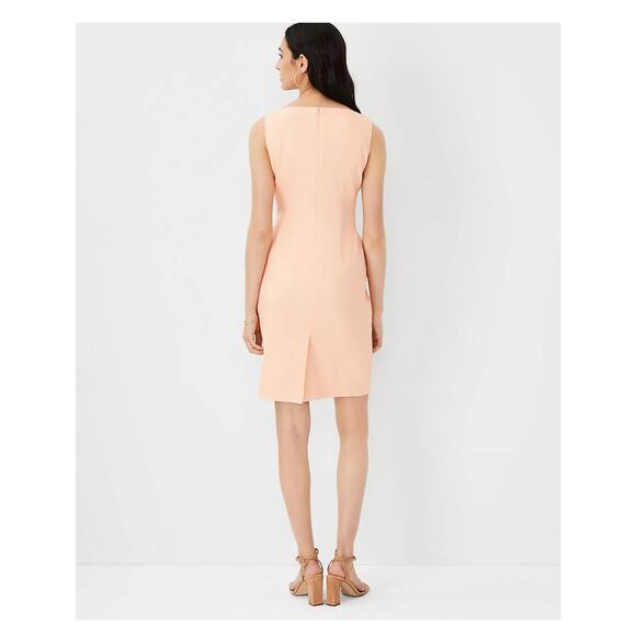 Ann Taylor NWT linen blend square neck sheath dress size 18T tangerine cream - Picture 2 of 8